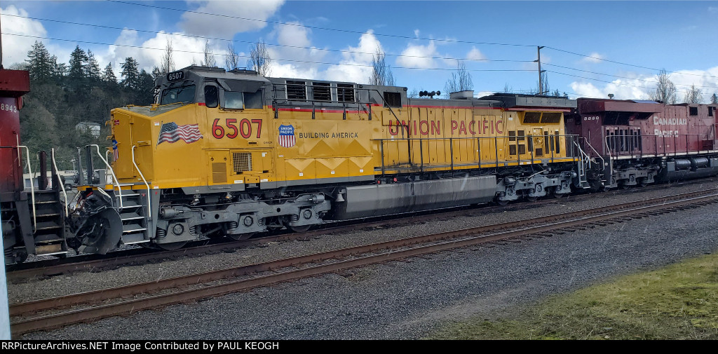 UP 6507 Tied Down at The BNSF/UP Kalama Washington Siding